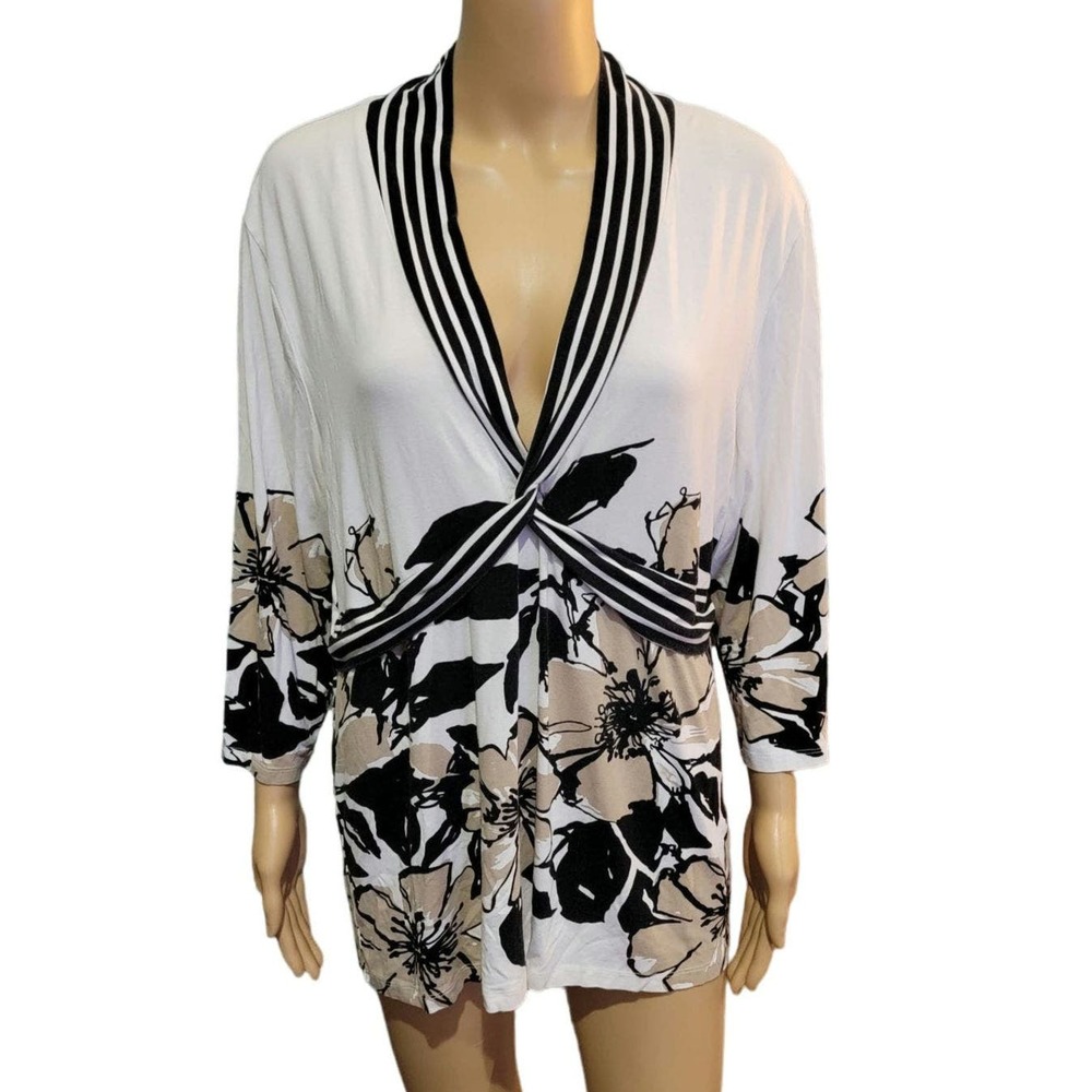 Christopher & Banks V Neck Floral Print Top XL